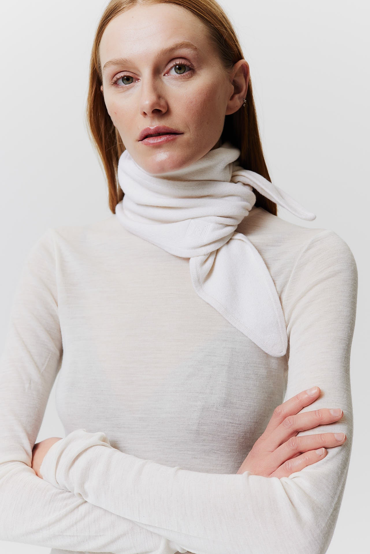 Cashmere Bandeau Fine Knit Off-White