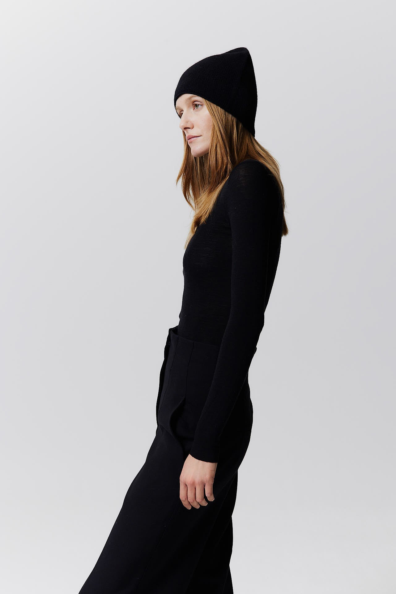 Cashmere Beanie Fine Knit Black