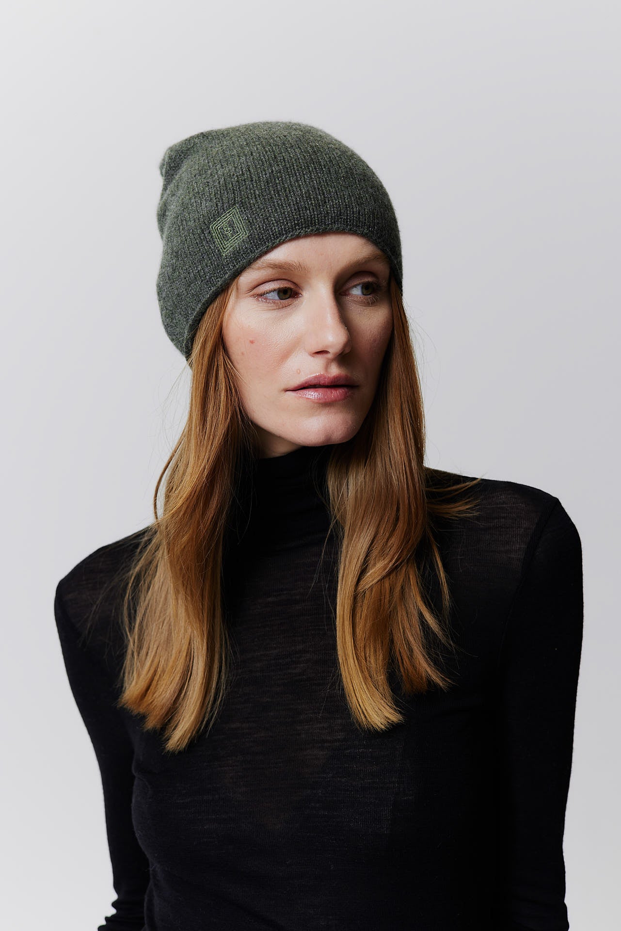 Kaschmir Beanie Fine Knit Grün