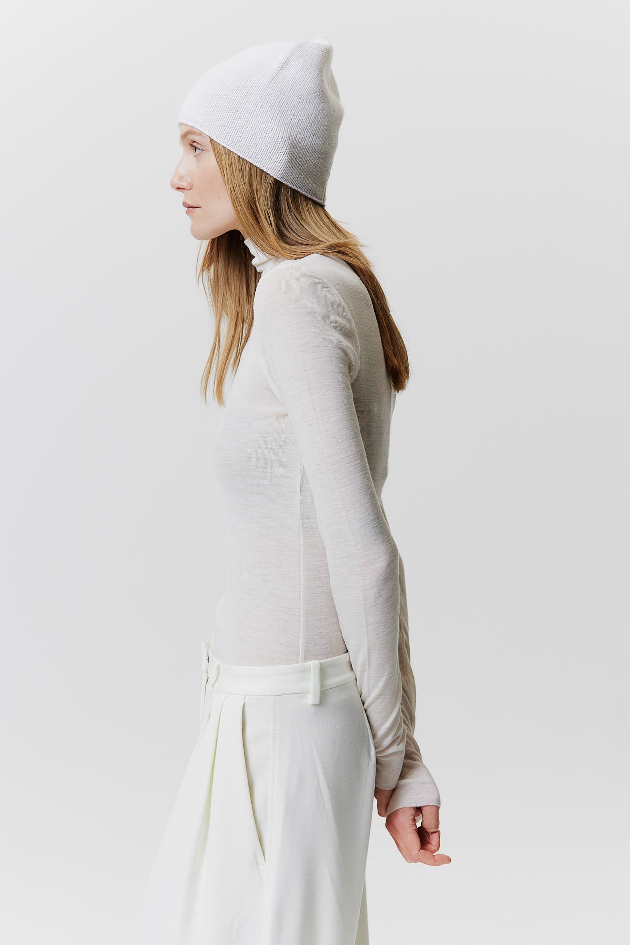 Cashmere Beanie Fine Knit Off-White