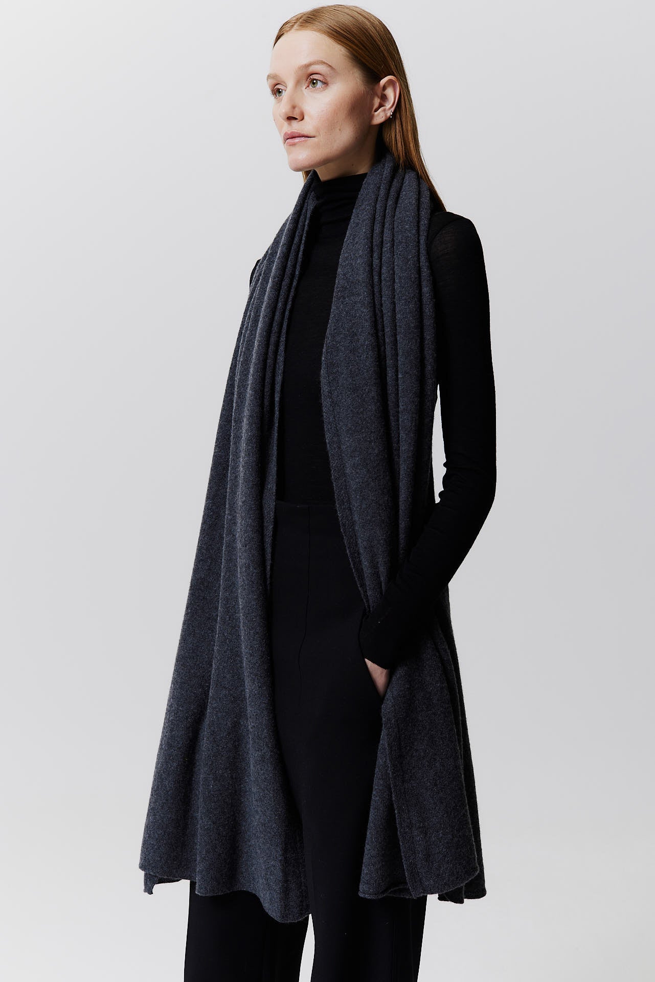 Cashmere Scarf Fine Knit Graphite