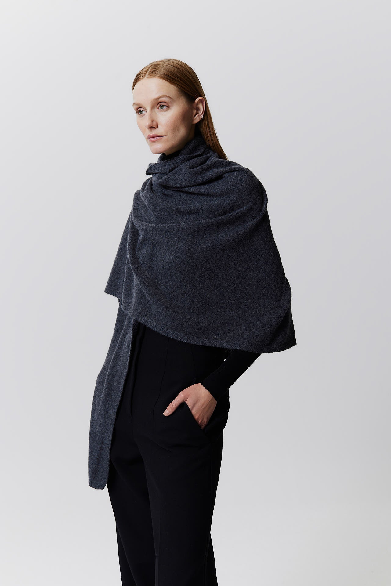 Cashmere Scarf Fine Knit Graphite