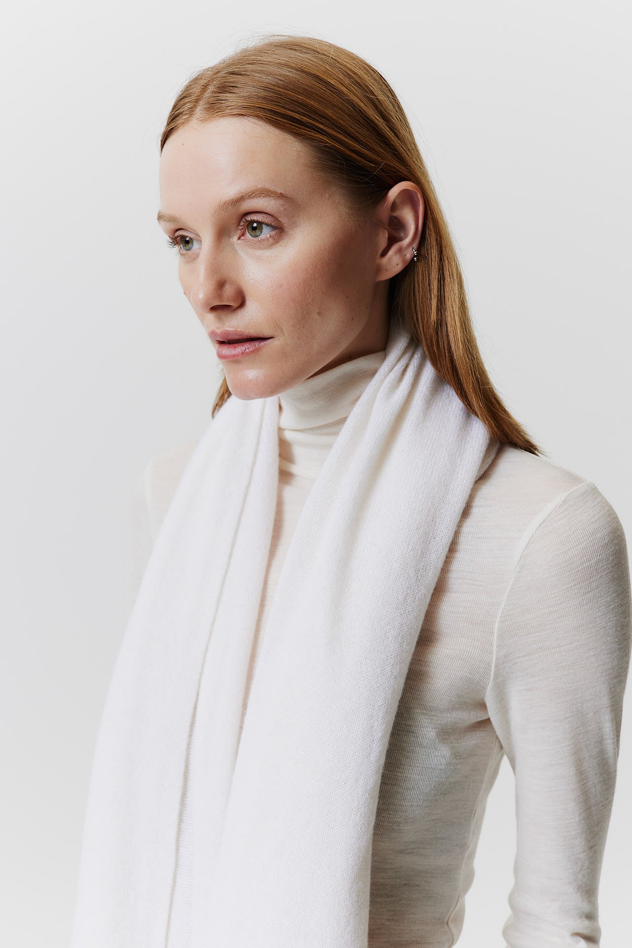 Cashmere Scarf Fine Knit Off-White