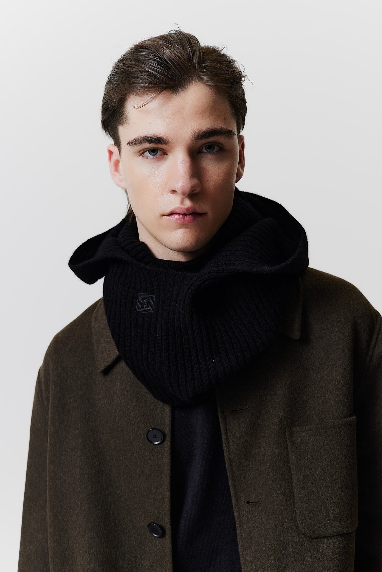 Cashmere Hood Rib Knit Black 