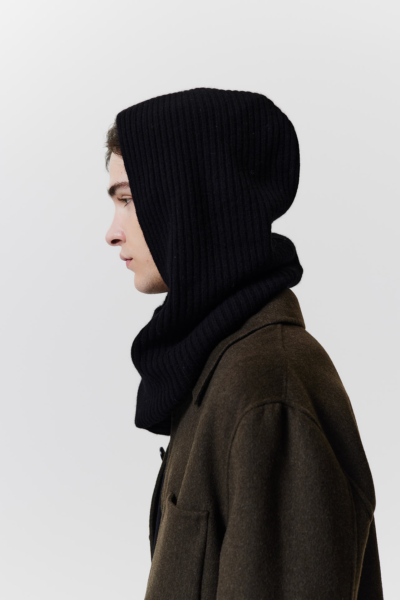 Cashmere Hood Rib Knit Black 