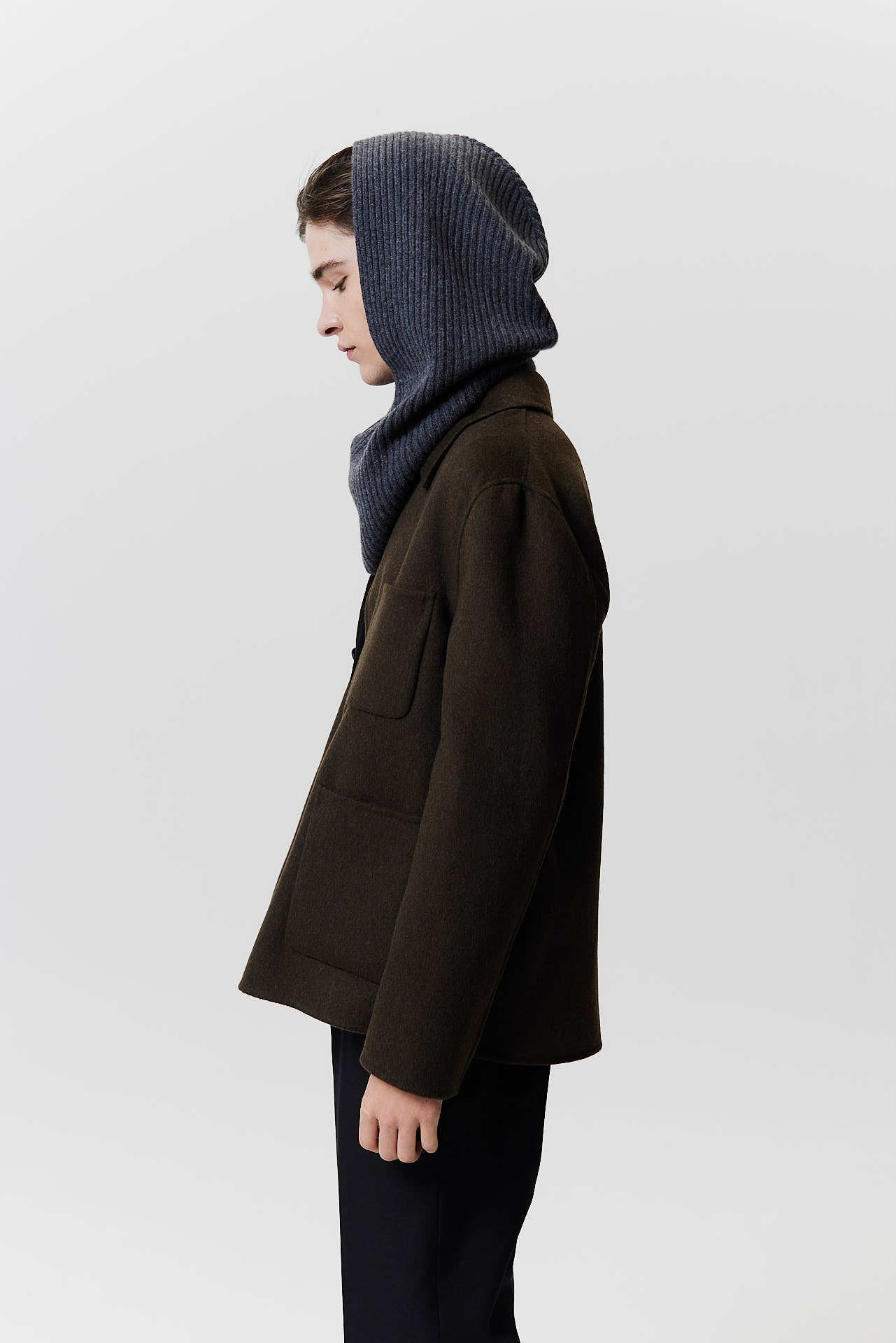 Cashmere Hood Rib Knit Graphite