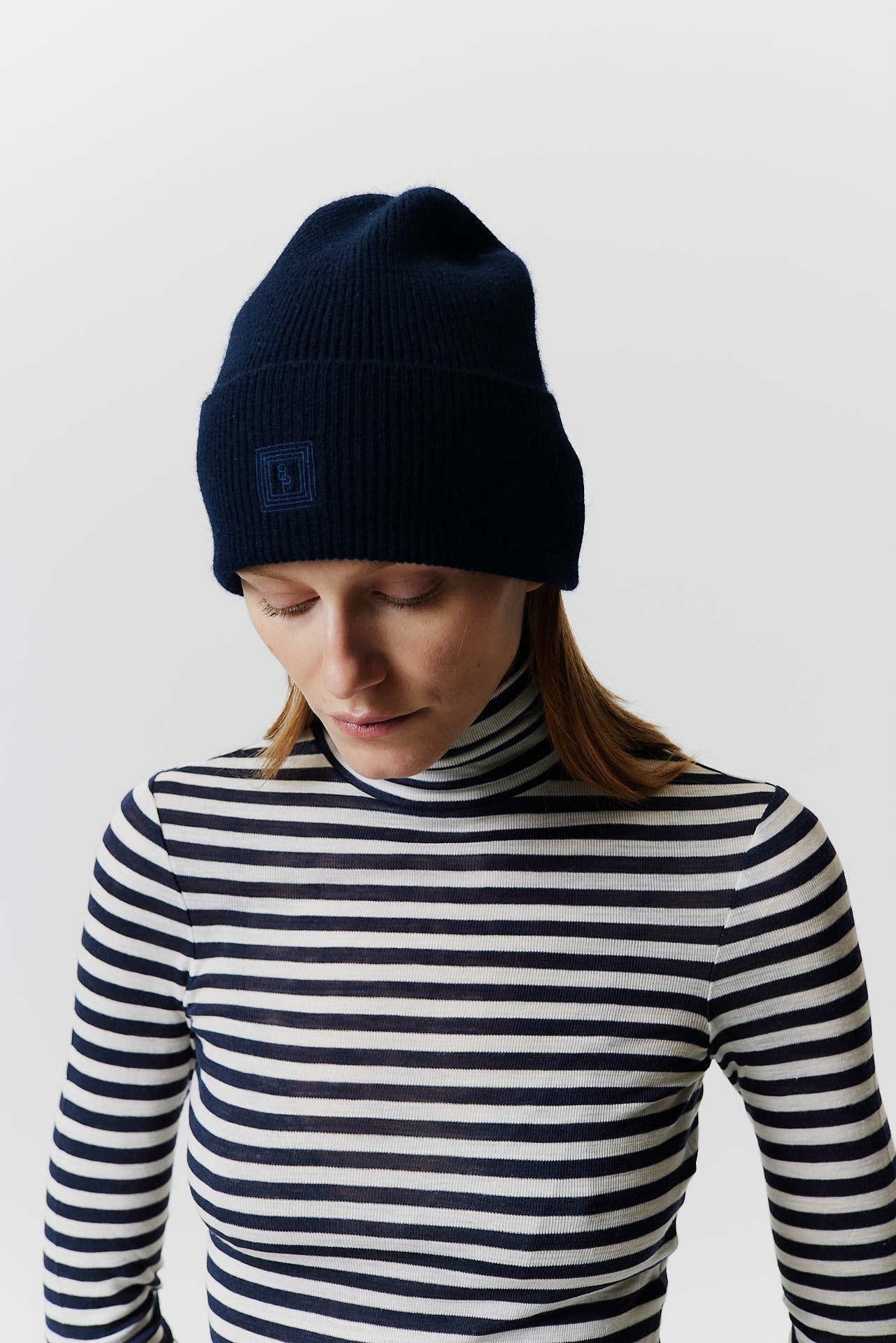 Kaschmir Beanie Classic Knit Dunkelblau