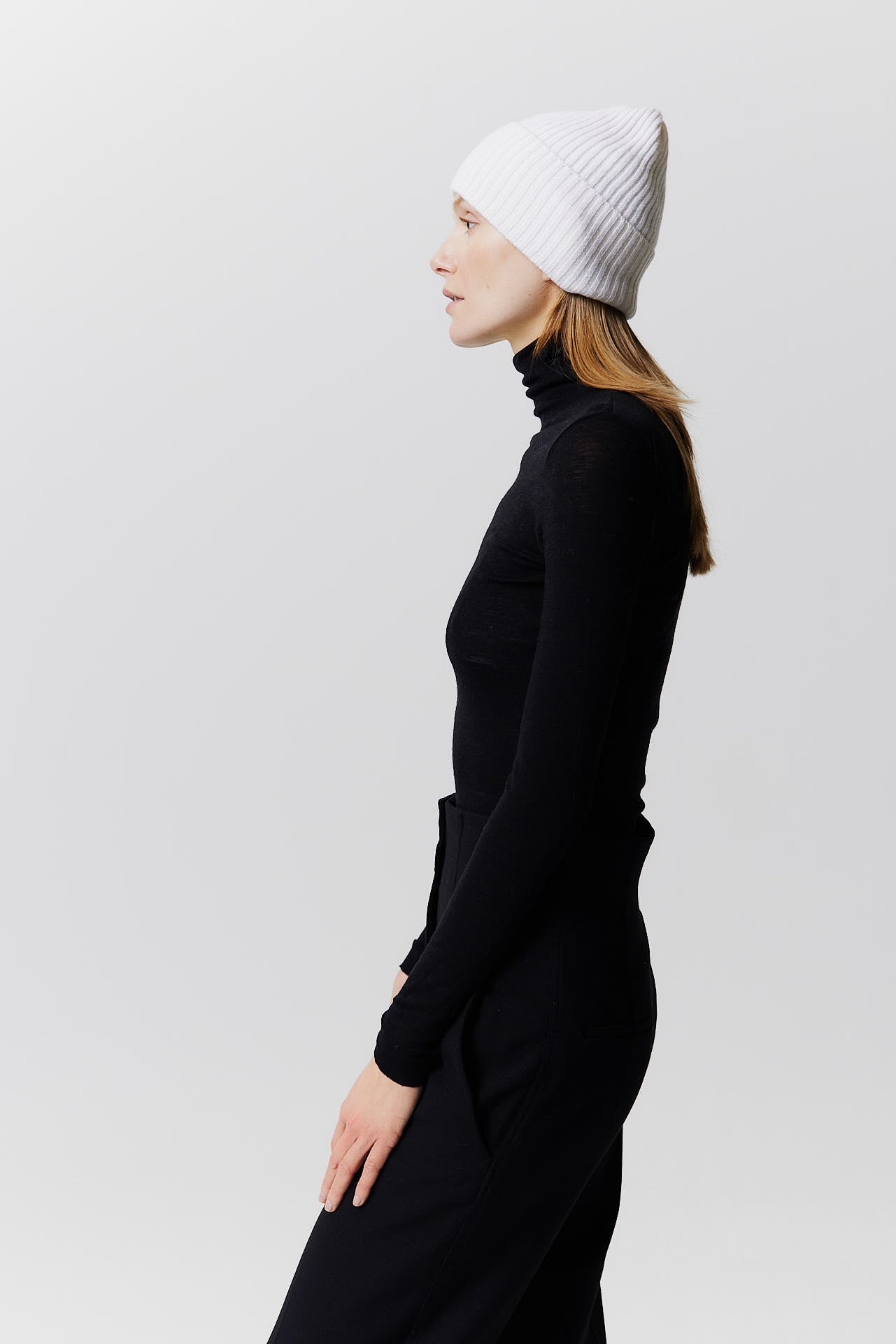 Cashmere Beanie Rib Knit Graphite