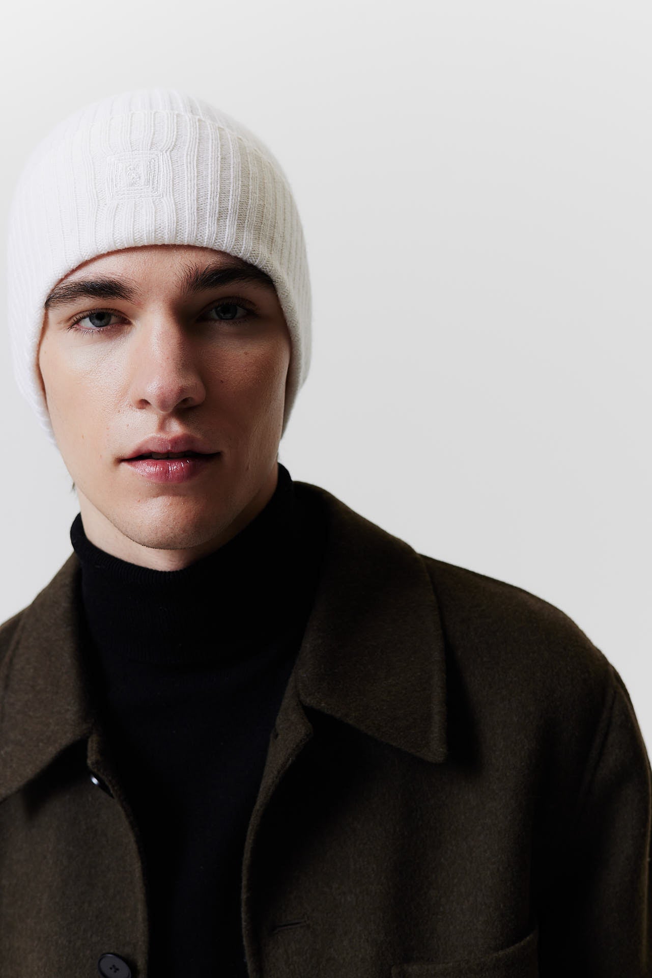 Cashmere Beanie Rib Knit Graphite