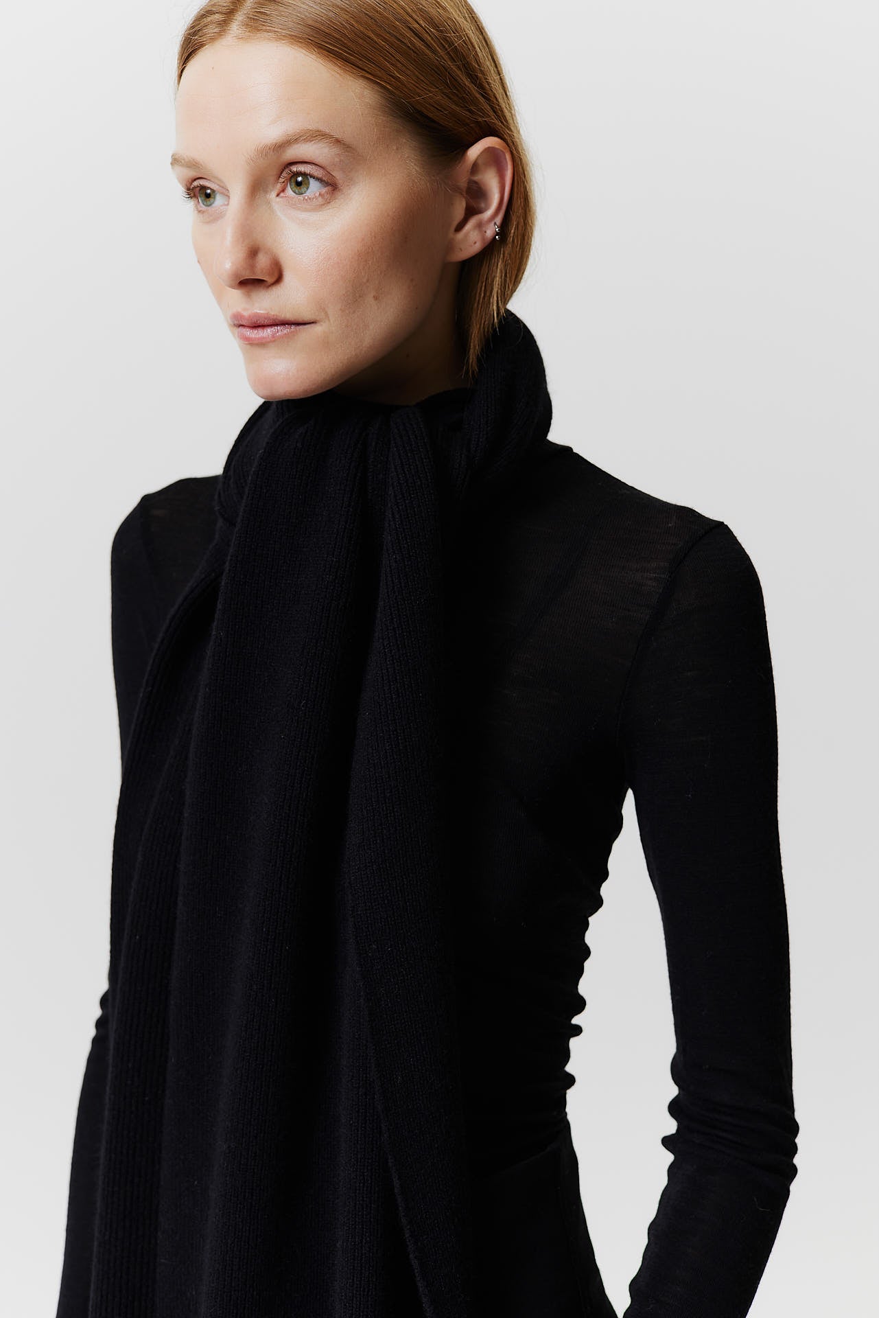 Cashmere Scarf Classic Knit Black