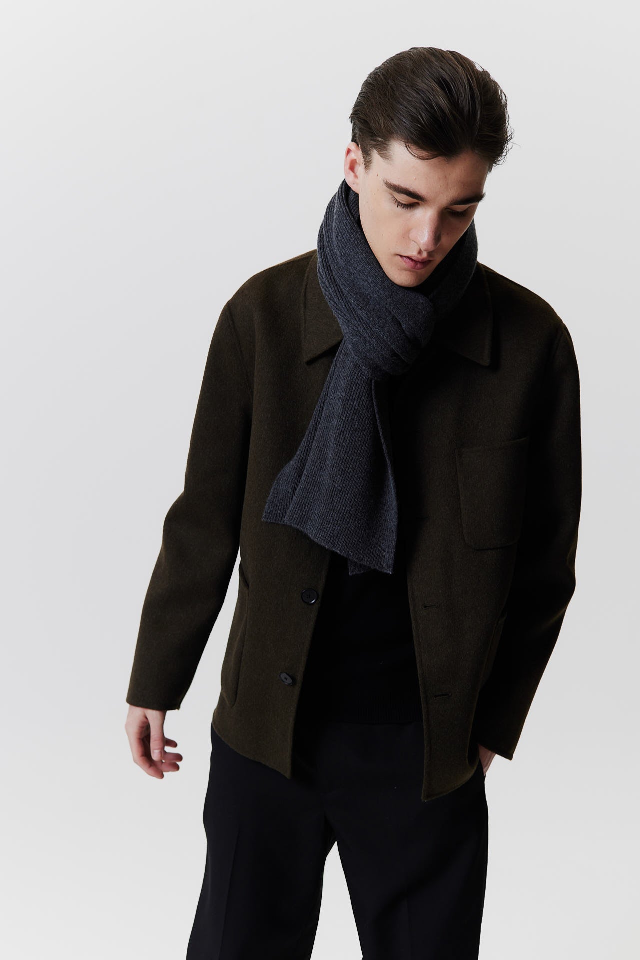 Cashmere Scarf Classic Knit Graphite