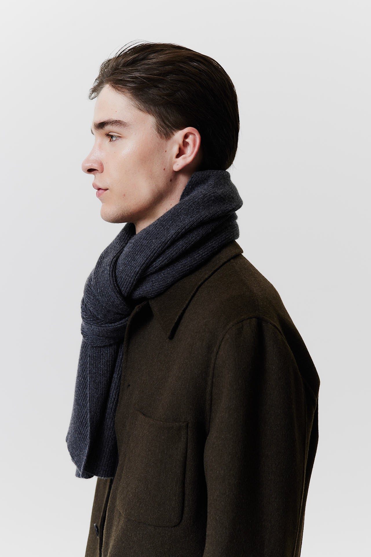 Cashmere Scarf Classic Knit Graphite