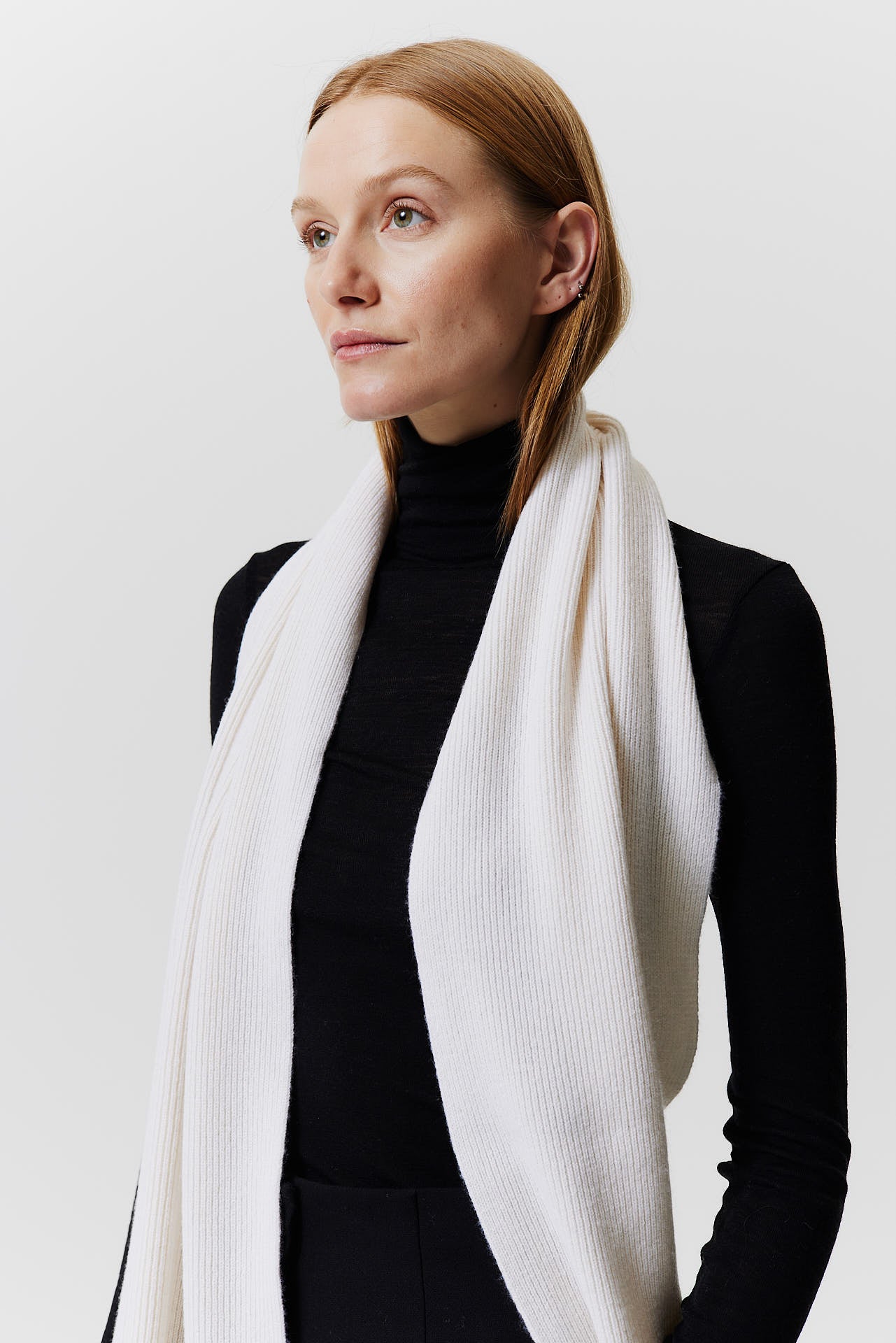 Cashmere Scarf Classic Knit Off-White