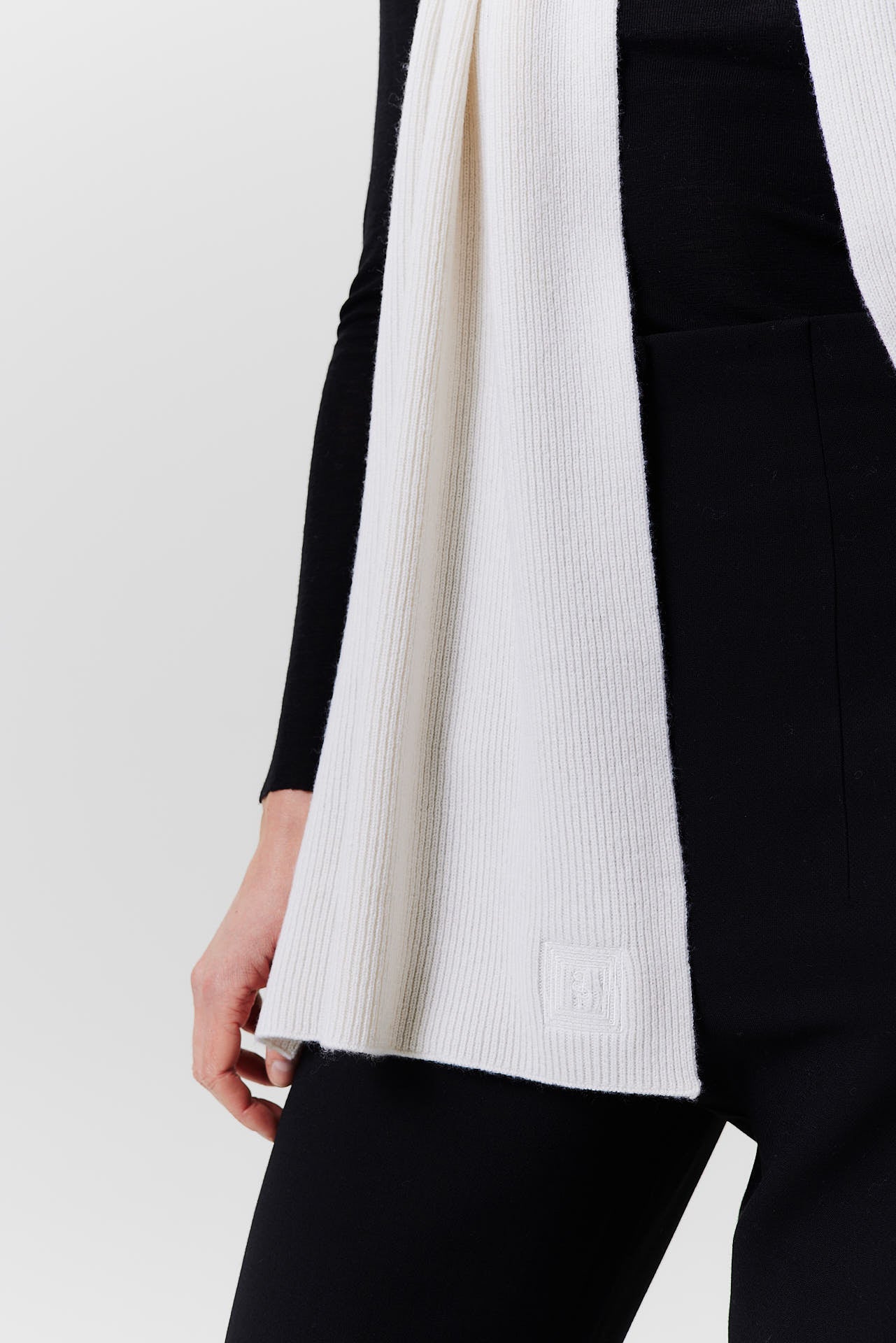 Cashmere Scarf Classic Knit Off-White