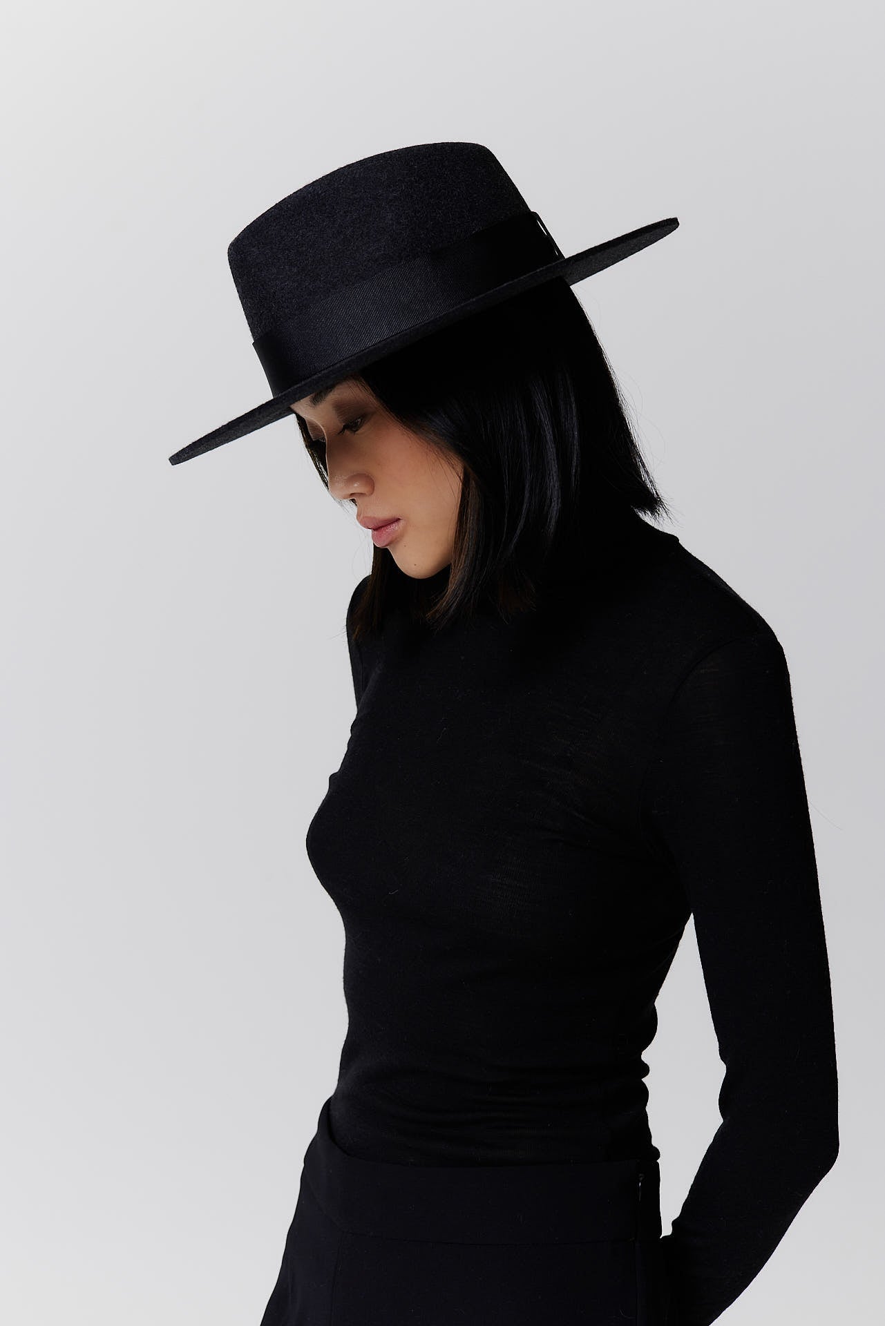 Merino Fedora Hut Classic Brim Black