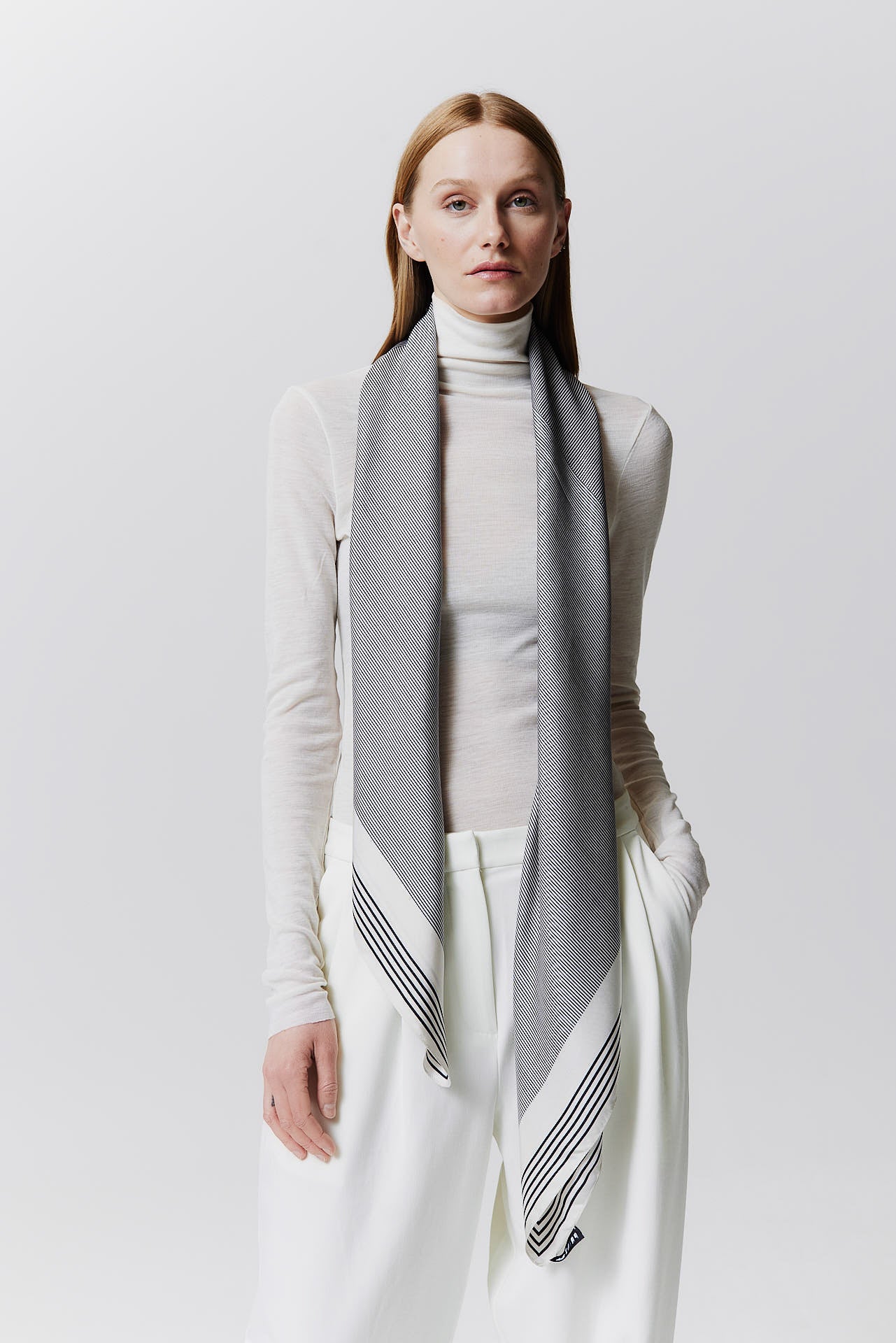 Silk Scarf Stripes 123 Off-White