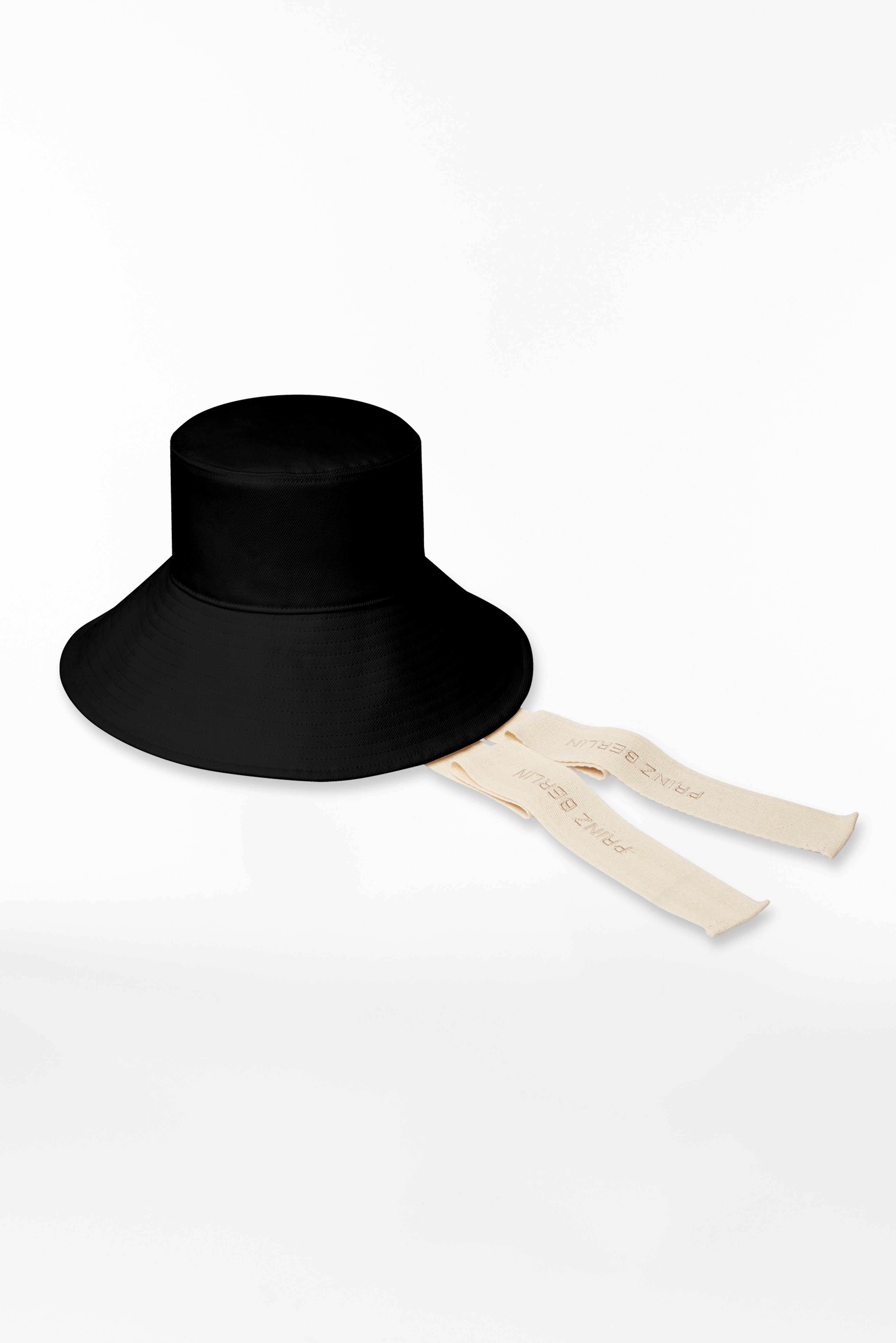 Cotton Bucket Hat Long Brim Schwarz