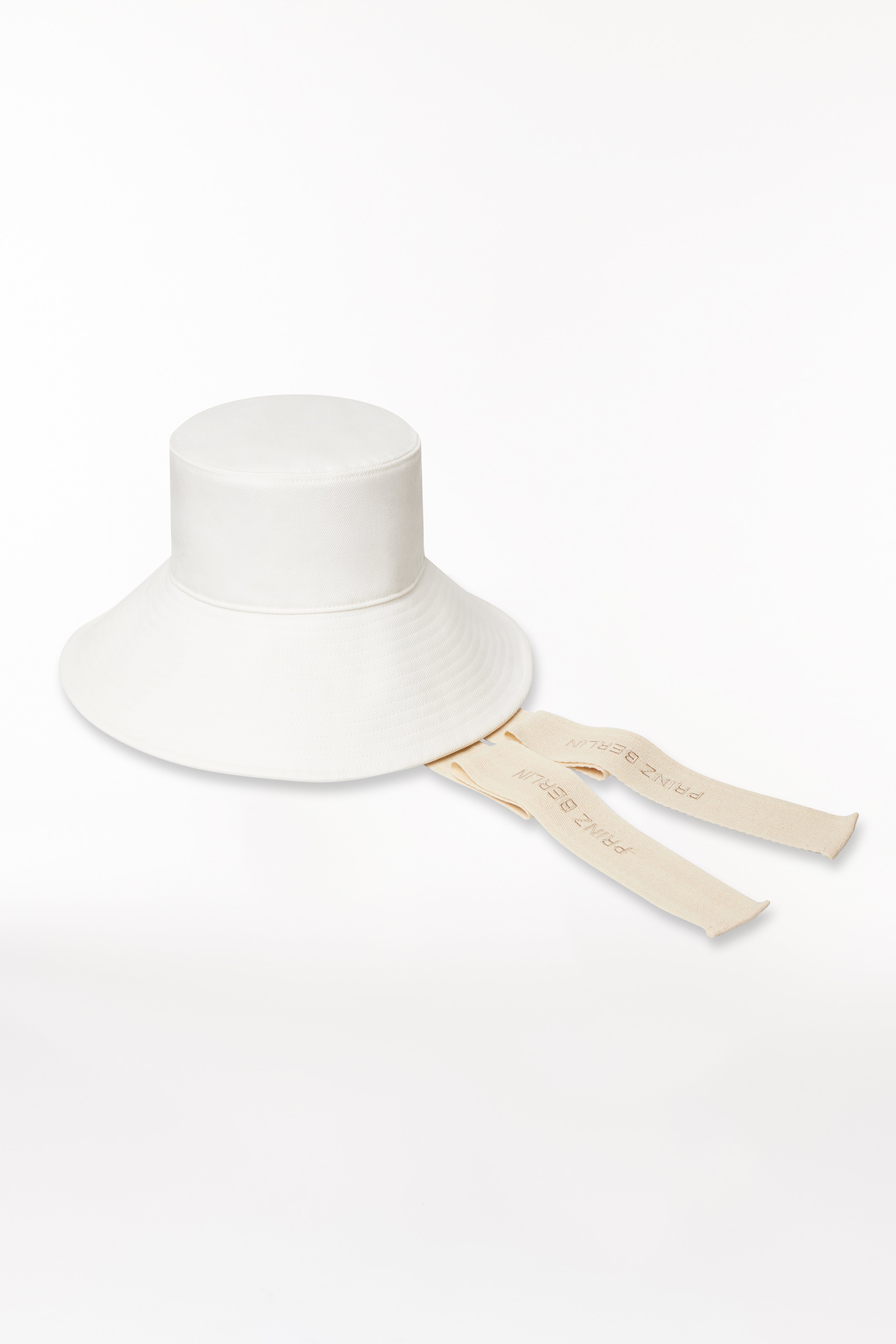 Cotton Bucket Hat Long Brim Weiß