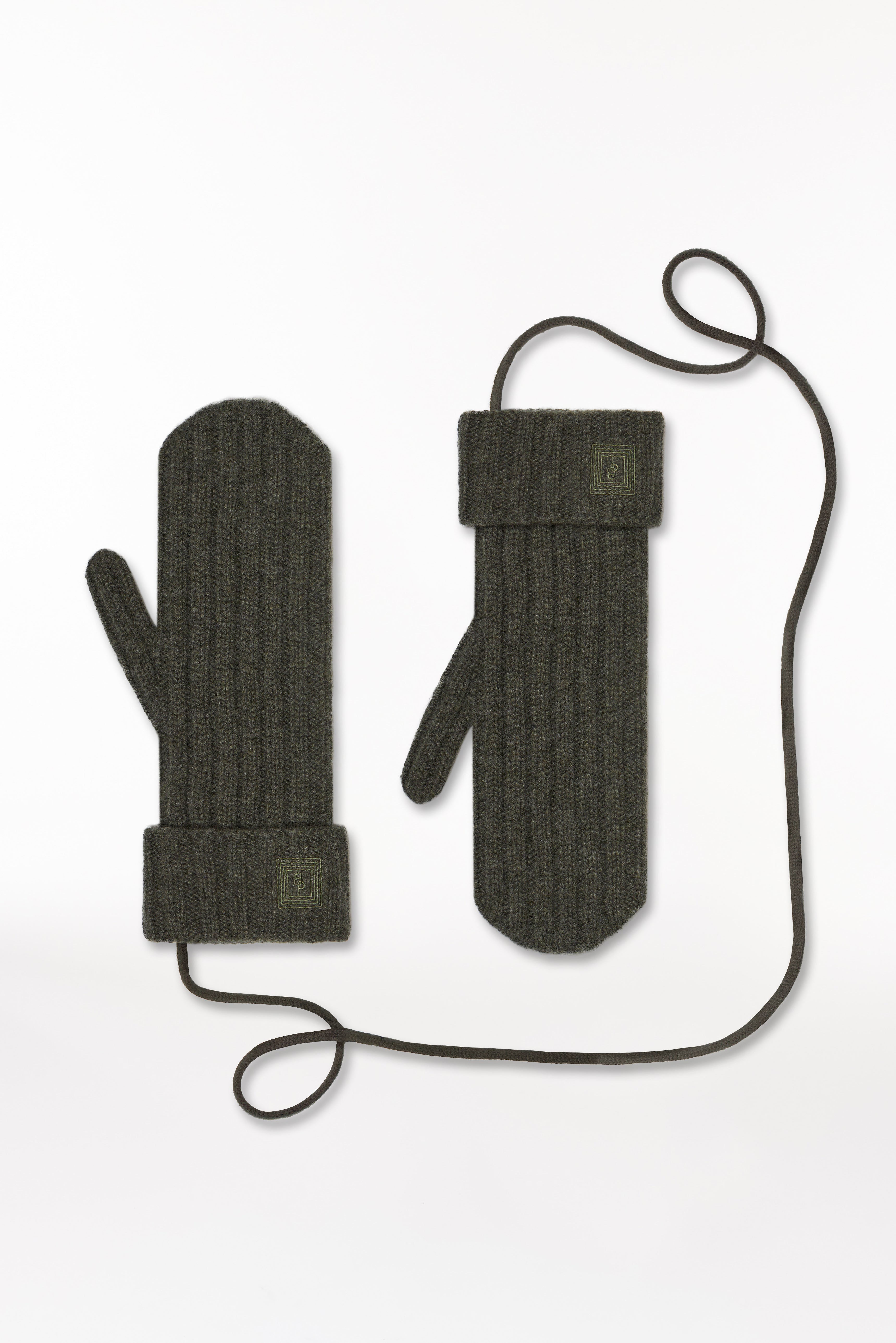 Kaschmir Mittens Rib Knit Grün