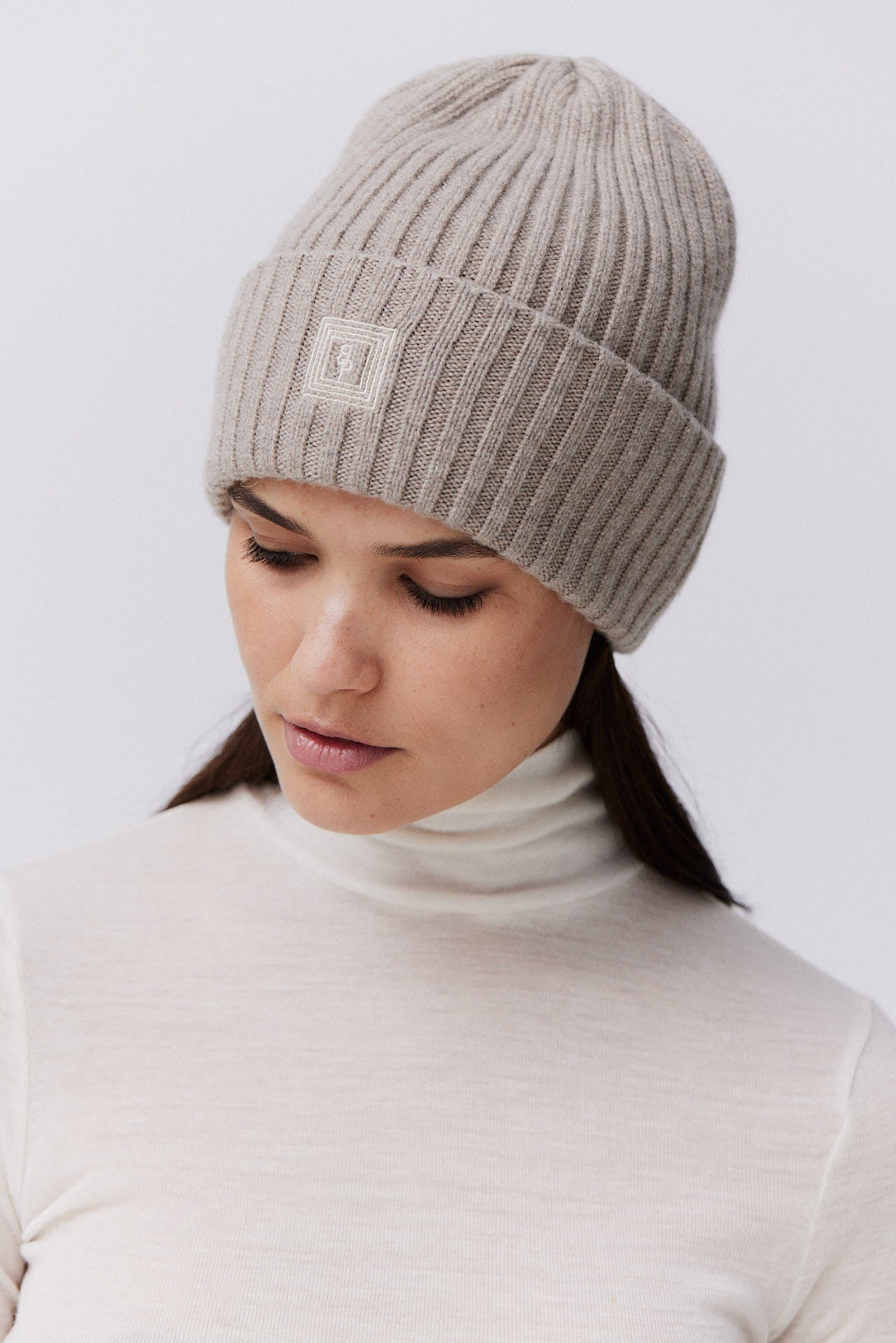 Kaschmir Beanie Rib Knit Beige