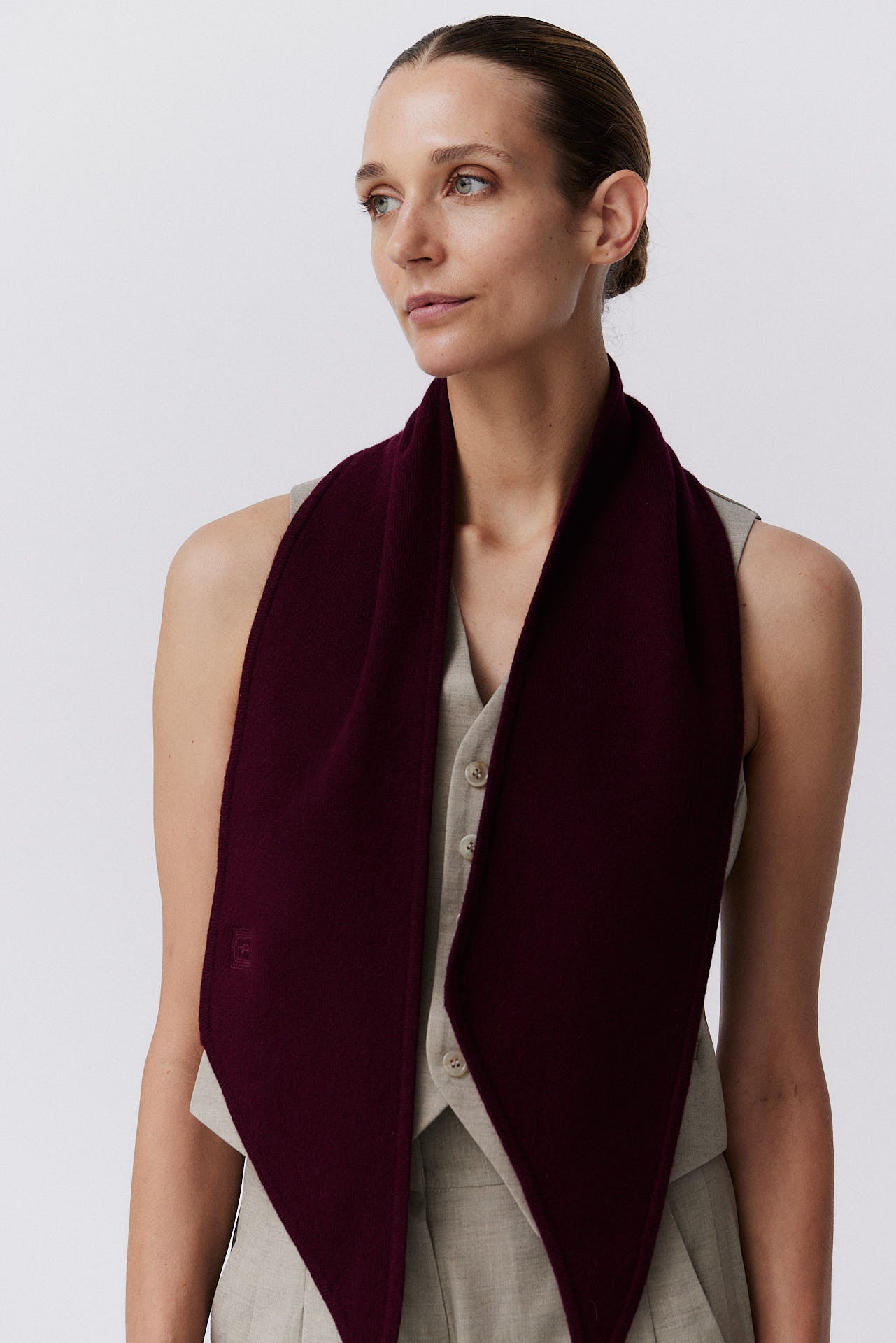 Cashmere Bandeau Fine Knit Bordeaux