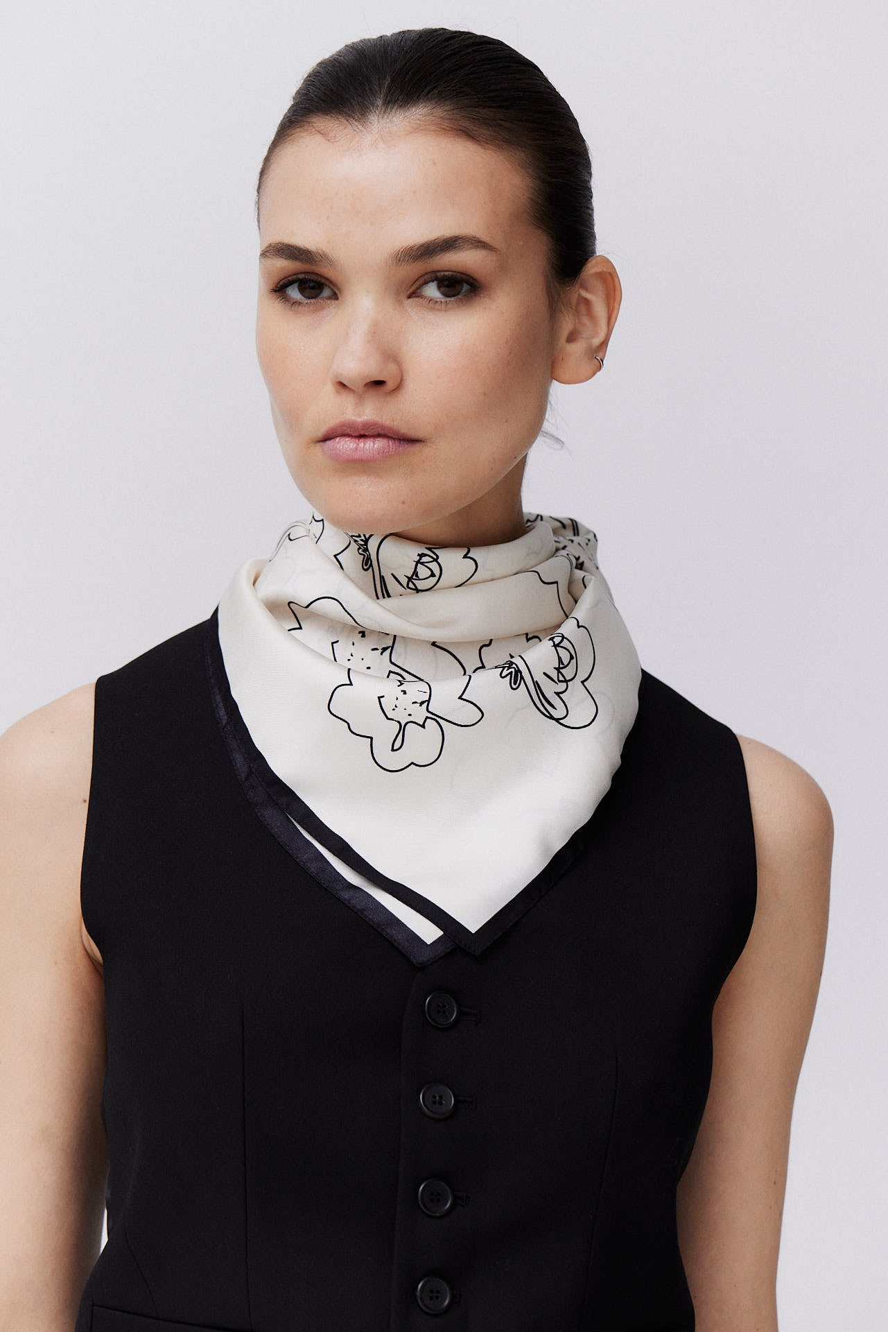 Silk Scarf Flowers 70 Off-White 