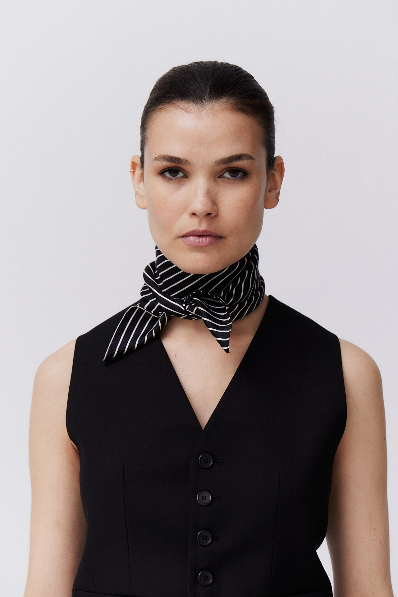 Silk Scarf Pinstripes 70 Black