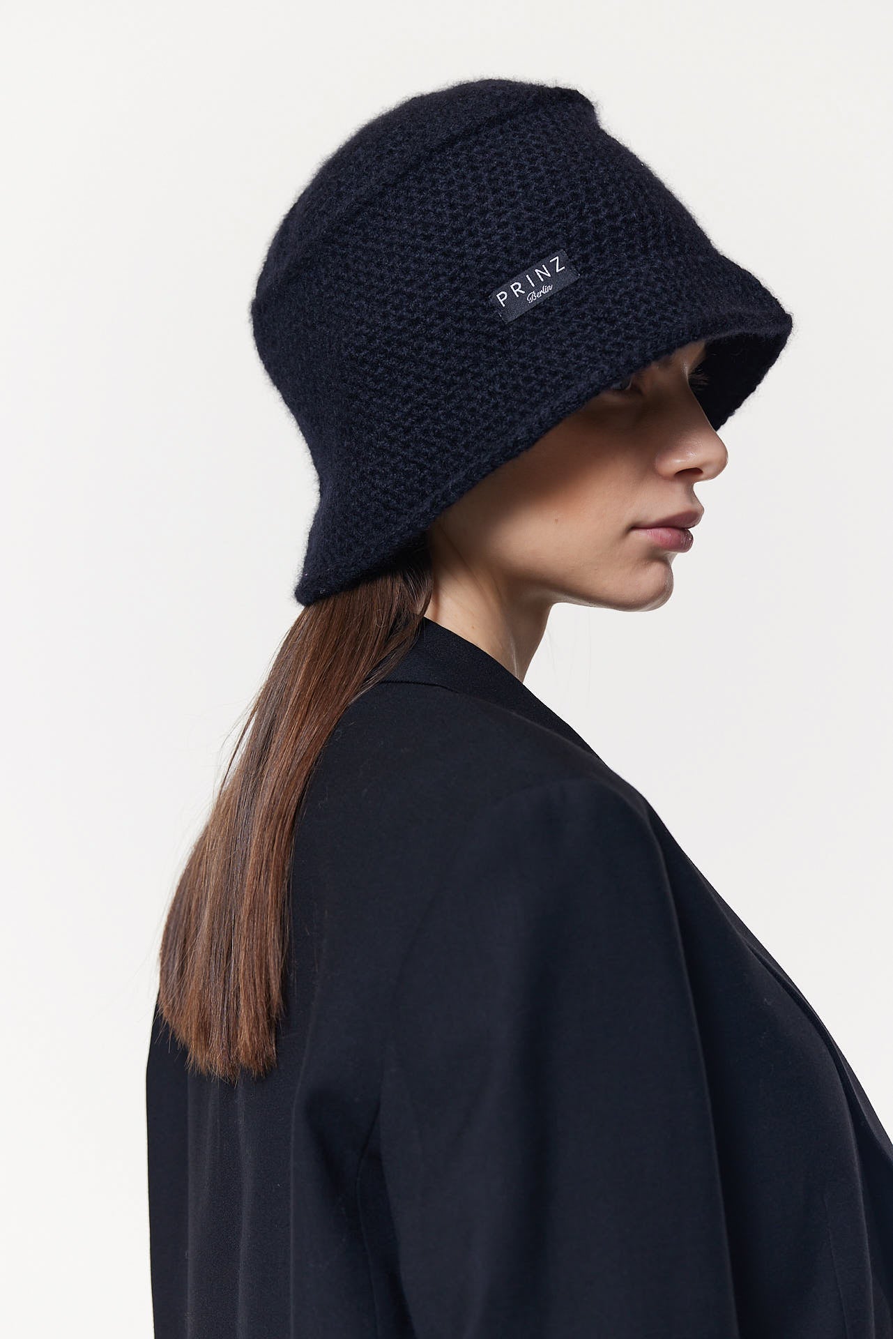 Prinz Berlin Kaschmir Bucket Hat Hand Crochet Schwarz