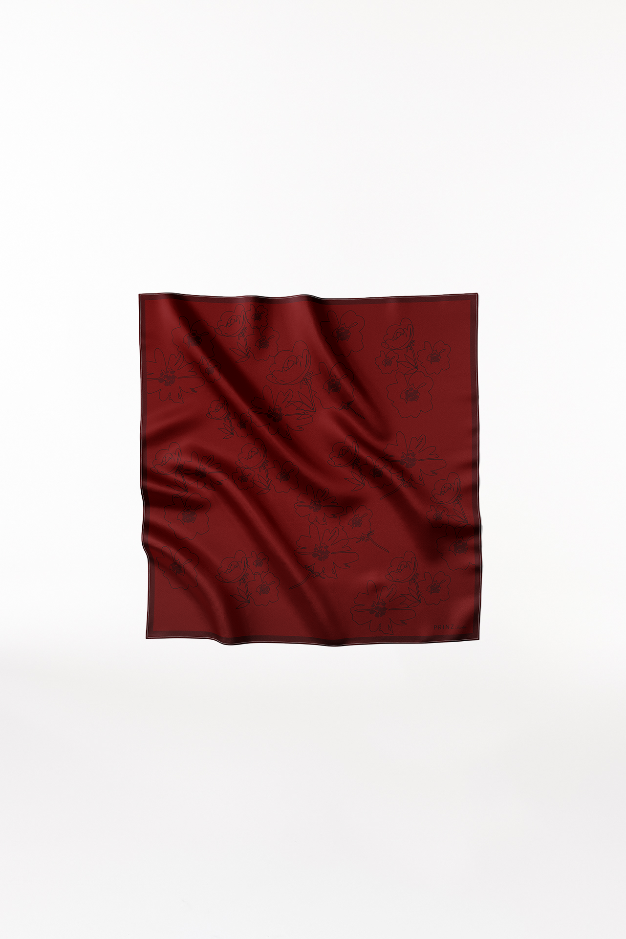 Silk Scarf Flowers 70 Bordeaux