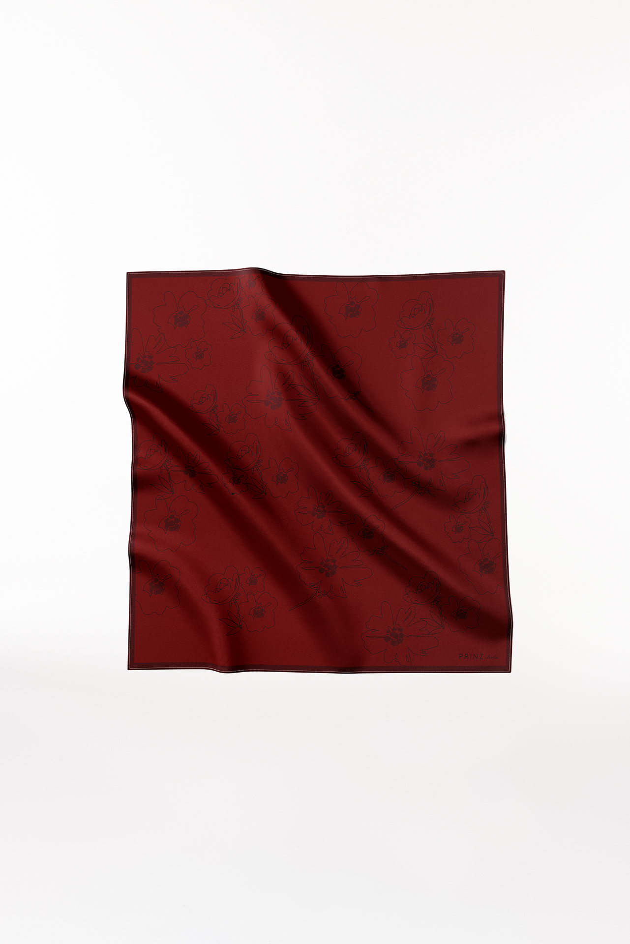 Silk Scarf Flowers 90 Bordeaux